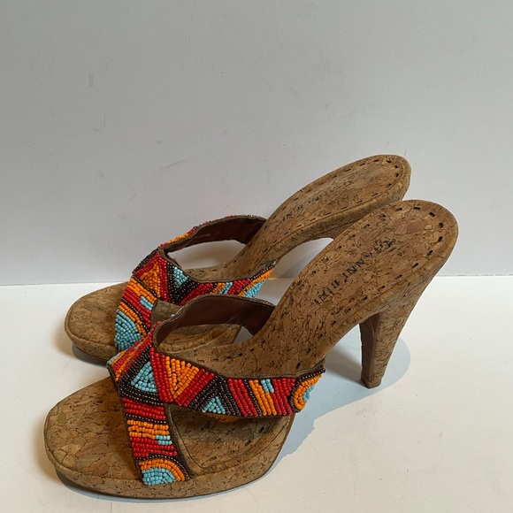 Gianni Bini Cork Beaded Heels Size 9 - Picture 3 of 5